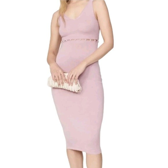 NAADAM WOMEN'S PEARL BEAD CASHMERE-BLEND PINK MIST SWEATERDRESS SZ M NWT